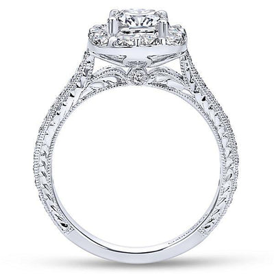 DIAMOND ENGAGEMENT RINGS - 14K White Gold 1.75cttw Cushion Cut Halo Diamond Engagement Ring