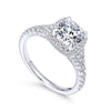 DIAMOND ENGAGEMENT RINGS - 14K White Gold 1.79cttw Double Cushion Halo Split Shank Round Diamond Engagement Ring