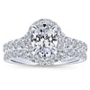 DIAMOND ENGAGEMENT RINGS - 14K White Gold 1.80cttw Oval Halo Diamond Engagement Ring With Tapered Diamond Sides