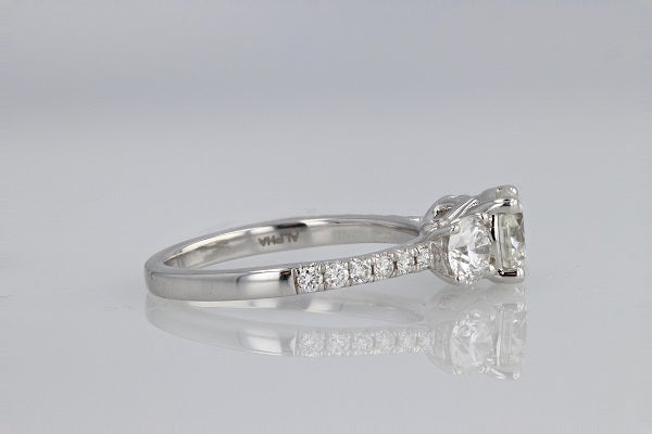 DIAMOND ENGAGEMENT RINGS - 14K White Gold 1.80cttw With 1.02ct H/VS1 Lab Grown Round 3-Stone Plus Diamond Engagement Ring.