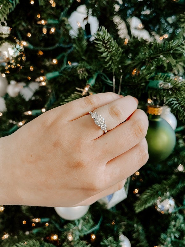 DIAMOND ENGAGEMENT RINGS - 14K White Gold 1.80cttw With 1.02ct H/VS1 Lab Grown Round 3-Stone Plus Diamond Engagement Ring.
