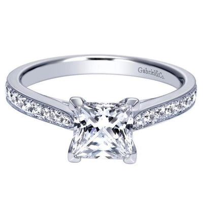 Princess Cut Channel Cathedral Diamond Ring .50cttw 14K 51A 5.5