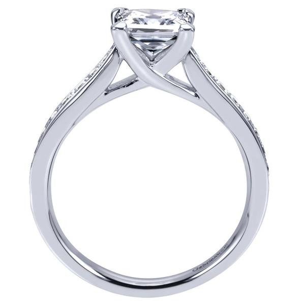 DIAMOND ENGAGEMENT RINGS - 14K White Gold 1.82cttw Classic Bead Set Princess Cut Diamond Engagement Ring
