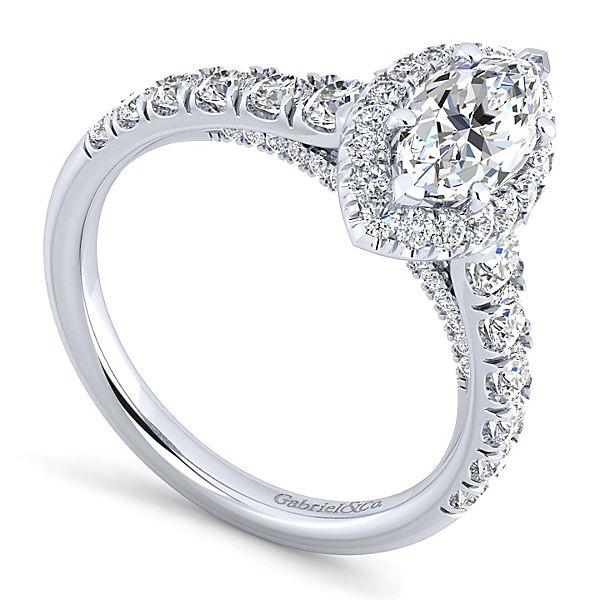DIAMOND ENGAGEMENT RINGS - 14K White Gold 1.96cttw Marquise Shaped Halo Diamond Engagement Ring
