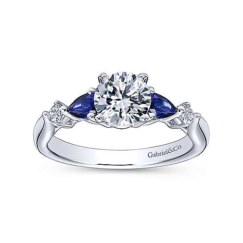 Pear Shaped Blue Sapphire Diamond Ring .09 Cttw 14K Gold 188A