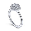 DIAMOND ENGAGEMENT RINGS - 14k White Gold .16cttw Contemporary Hexagon Halo Diamond Engagement Mounting