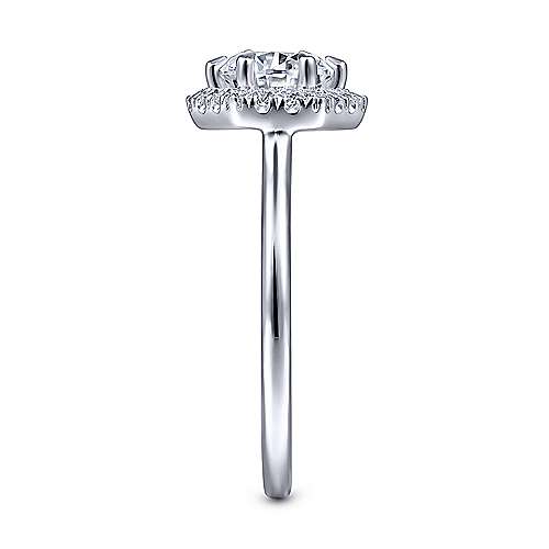 DIAMOND ENGAGEMENT RINGS - 14k White Gold .16cttw Contemporary Hexagon Halo Diamond Engagement Mounting