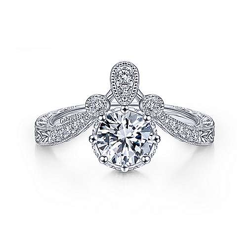 DIAMOND ENGAGEMENT RINGS - 14k White Gold .19cttw Free Form Diamond Engagement Mounting