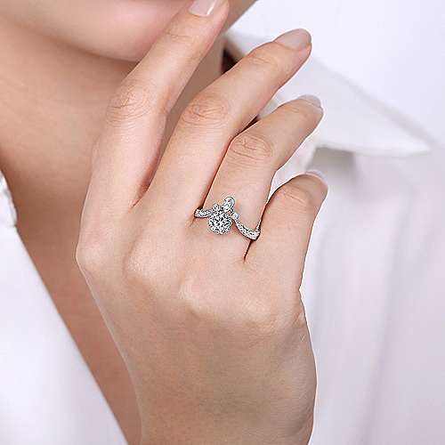 DIAMOND ENGAGEMENT RINGS - 14k White Gold .19cttw Free Form Diamond Engagement Mounting