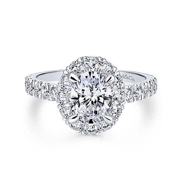 DIAMOND ENGAGEMENT RINGS - 14K White Gold 2.15cttw Large Oval Halo Diamond Engagement Ring