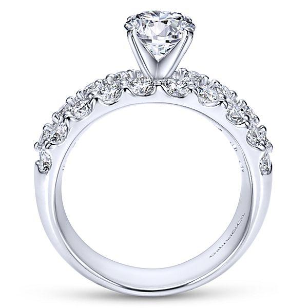 DIAMOND ENGAGEMENT RINGS - 14K White Gold 2.40cttw Double Row Common Prong Diamond Engagement Ring
