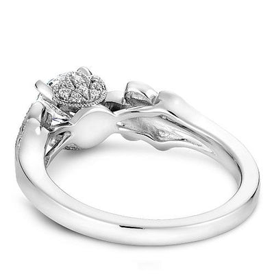 DIAMOND ENGAGEMENT RINGS - 14K White Gold .23cttw Ornate Bead Set Diamond Engagement Ring
