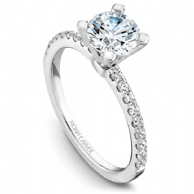DIAMOND ENGAGEMENT RINGS - 14K White Gold .28cttw Traditional Pave Diamond Engagement Ring