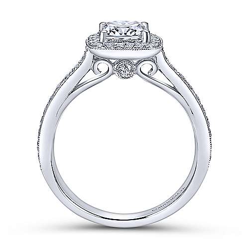 Classic Cushion Halo Diamond Ring .28 Cttw  14K White Gold