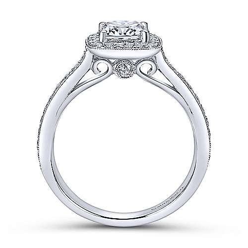 cushion cut halo engagement rings side view