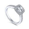 Classic Cushion Halo Diamond Ring .28 Cttw  14K White Gold