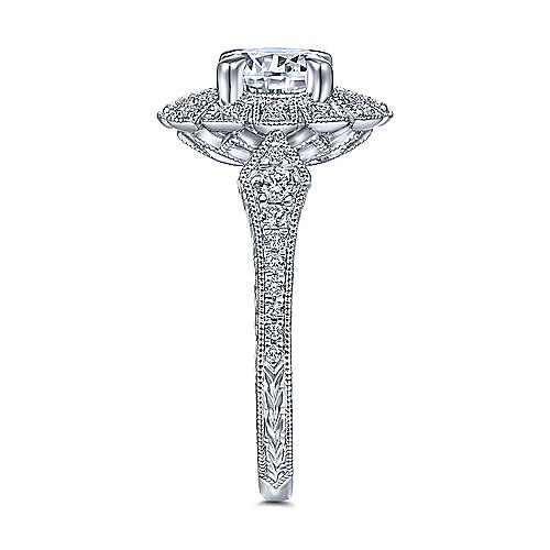 DIAMOND ENGAGEMENT RINGS - 14k White Gold .32cttw Art Deco Halo Diamond Engagement Mounting