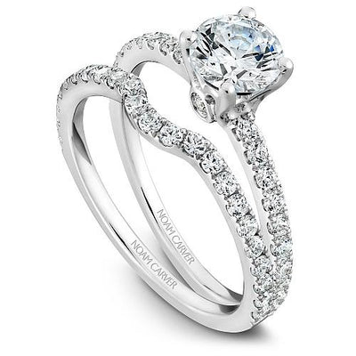 DIAMOND ENGAGEMENT RINGS - 14k White Gold .34cttw Traditional Pave Diamond Engagement Ring #809A