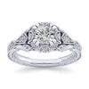 DIAMOND ENGAGEMENT RINGS - 14k White Gold .34cttw Victorian Round Halo Diamond Engagement Mounting