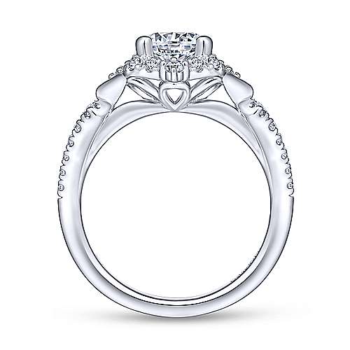 DIAMOND ENGAGEMENT RINGS - 14k White Gold .34cttw Victorian Round Halo Diamond Engagement Mounting