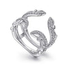 DIAMOND ENGAGEMENT RINGS - 14K White Gold .36cttw Round Diamond With Wide Polished Flared Style Diamond Ring Jacket Wedding Band