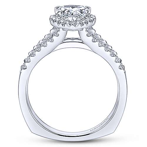 DIAMOND ENGAGEMENT RINGS - 14K White Gold .37cttw Pear Shaped Halo Diamond Engagement Ring