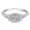 DIAMOND ENGAGEMENT RINGS - 14K White Gold .37cttw Vintage Halo Diamond Engagement Ring