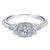 Vintage Halo Diamond Engagement Ring  .37 Cttw 14K White Gold