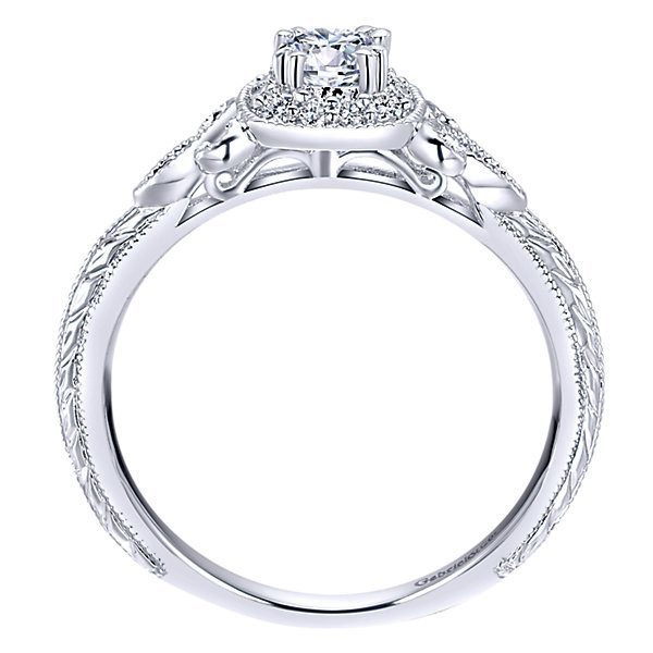 DIAMOND ENGAGEMENT RINGS - 14K White Gold .37cttw Vintage Halo Diamond Engagement Ring