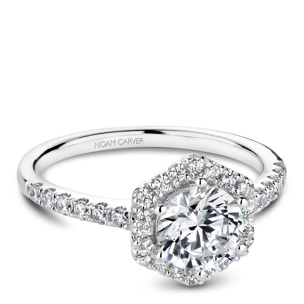 Hexagon halo engagement on sale ring