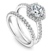 DIAMOND ENGAGEMENT RINGS - 14K White Gold .38cttw Hexagon Shaped Halo Diamond Engagement Ring