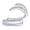 DIAMOND ENGAGEMENT RINGS - 14K White Gold .41cttw Pave Set Double Flared Diamond Ring Jacket Wedding Band