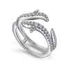 DIAMOND ENGAGEMENT RINGS - 14K White Gold .42cttw French Pave Set Flared Style Diamond Ring Jacket Wedding Band