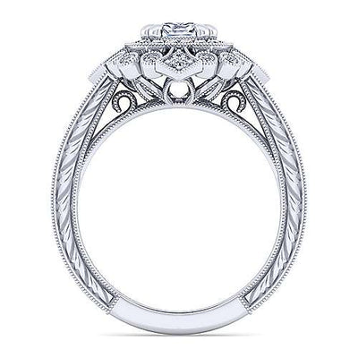 DIAMOND ENGAGEMENT RINGS - 14k White Gold .42cttw Victorian Double Halo Diamond Engagement Mounting
