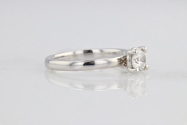 DIAMOND ENGAGEMENT RINGS - 14K White Gold .53ct F/VS1 Solitaire Round Brilliant Diamond Engagement Ring