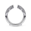 DIAMOND ENGAGEMENT RINGS - 14K White Gold .54cttw French Pave Set Winged Style Diamond Ring Jacket Wedding Band