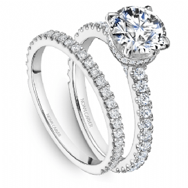 DIAMOND ENGAGEMENT RINGS - 14K White Gold .59cttw Traditional Prong Set Diamond Engagement Ring