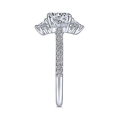DIAMOND ENGAGEMENT RINGS - 14k White Gold .67cttw Art Deco Geometrical Halo Diamond Engagement Mounting