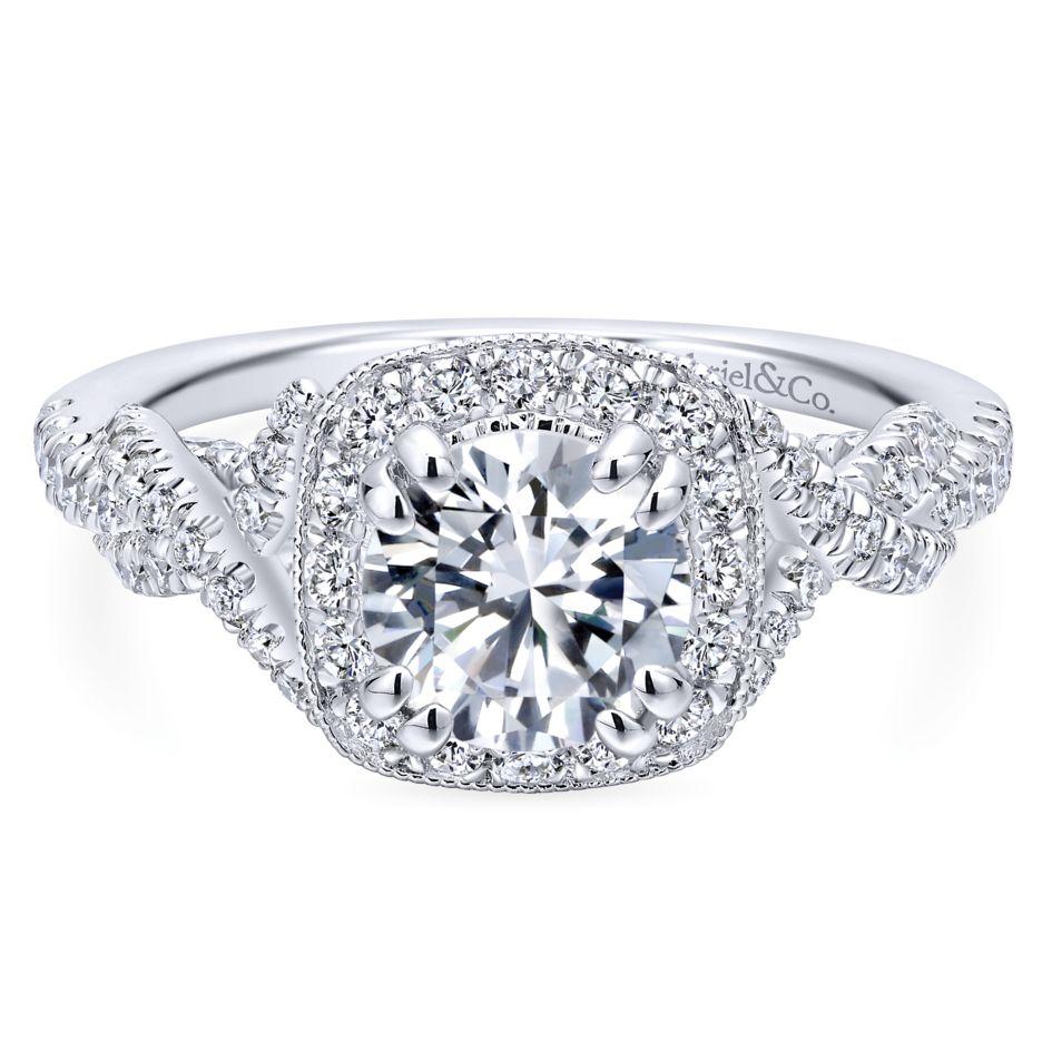 Cushion Shaped Crossover Shank Diamond Ring .67 Cttw 362A