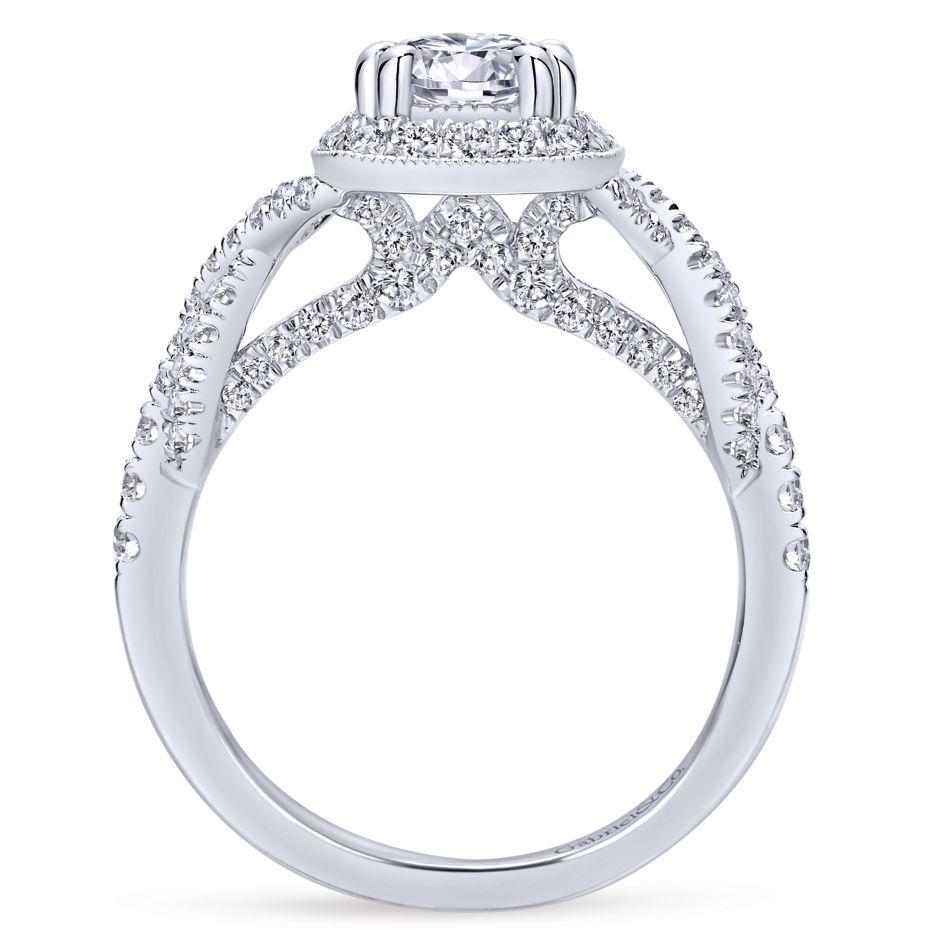 Cushion Shaped Crossover Shank Diamond Ring .67 Cttw 362A