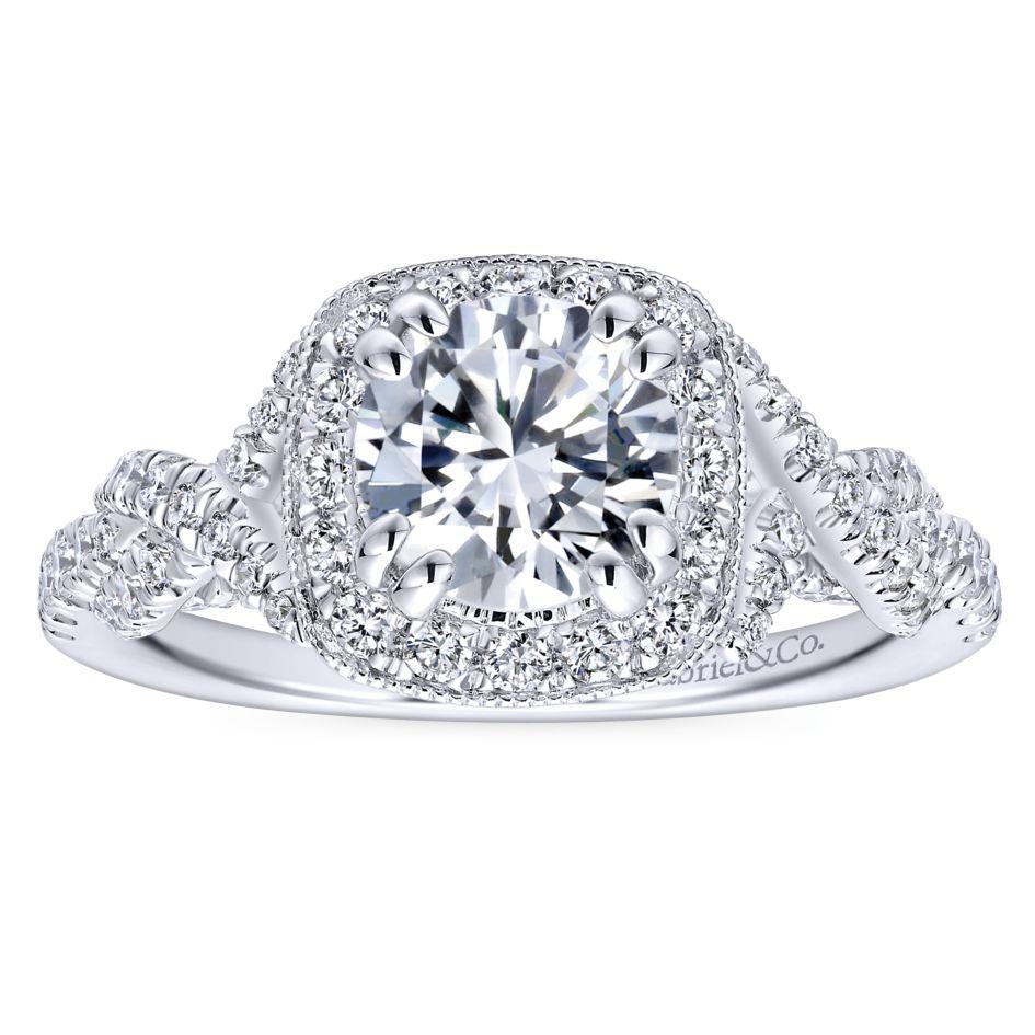 Cushion Shaped Crossover Shank Diamond Ring .67 Cttw 362A