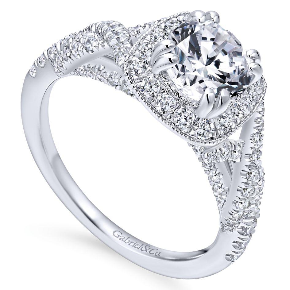 Cushion Shaped Crossover Shank Diamond Ring .67 Cttw 362A