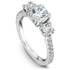 DIAMOND ENGAGEMENT RINGS - 14K White Gold .73cttw Pave Diamond 3-Stone Engagement Ring #812A