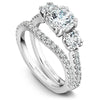 DIAMOND ENGAGEMENT RINGS - 14K White Gold .73cttw Pave Diamond 3-Stone Engagement Ring #812A