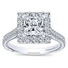 DIAMOND ENGAGEMENT RINGS - 14K White Gold .75cttw Classic Princess Cut Square Halo Diamond Engagement Ring