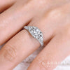 DIAMOND ENGAGEMENT RINGS - 14K White Gold .76cttw Ornate Vintage Style Round Diamond Engagement Ring With Bead Set Diamonds