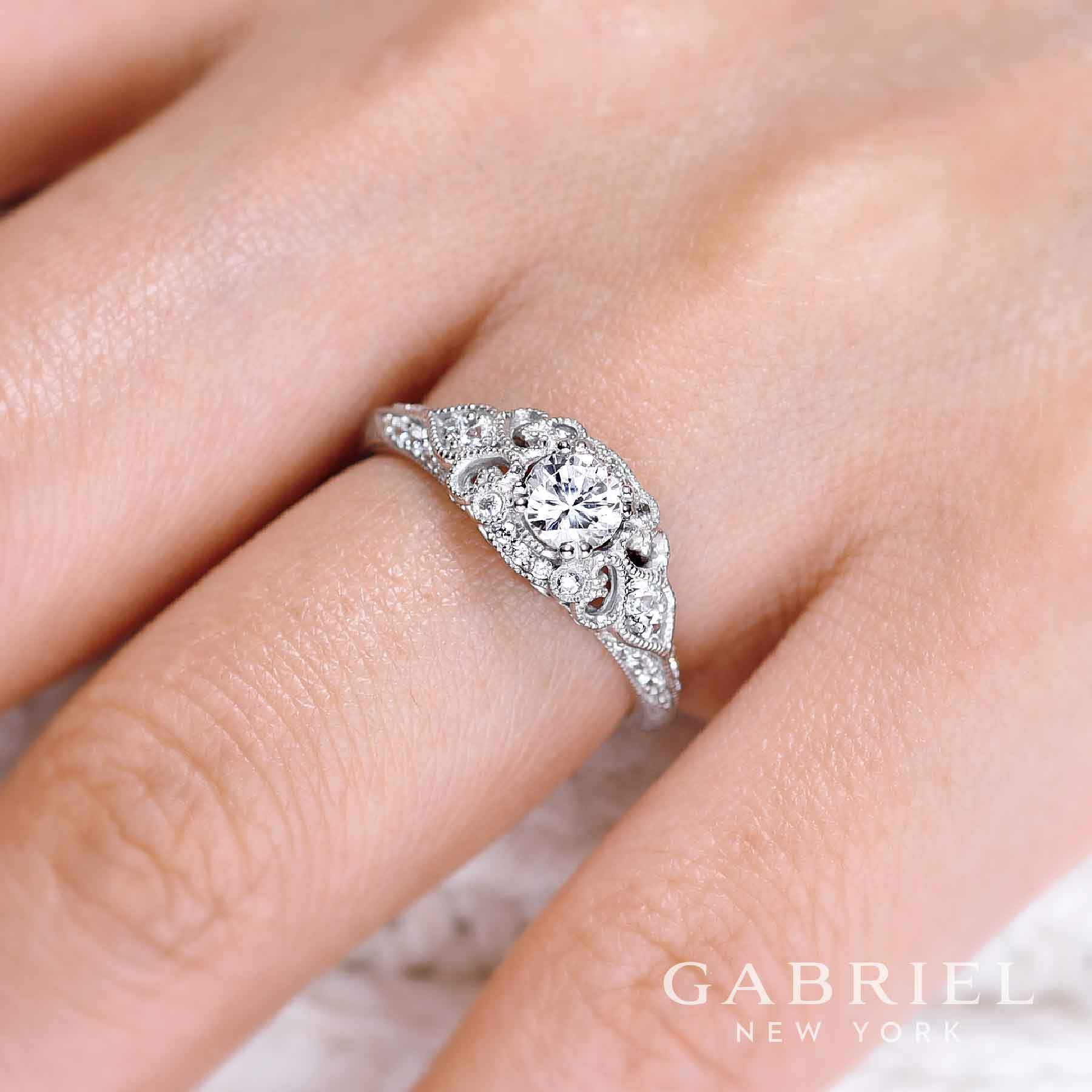 1 Carat Natural Diamond in Art Deco 14k White Gold Engagement Ring – ASSAY