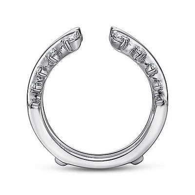 DIAMOND ENGAGEMENT RINGS - 14K White Gold .81cttw Prong Set Diamond With Polished Flared Style Diamond Ring Jacket Wedding Band