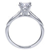 DIAMOND ENGAGEMENT RINGS - 14K White Gold .85cttw Bead Set Pinched Round Diamond Engagement Ring