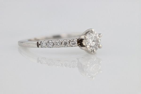 DIAMOND ENGAGEMENT RINGS - 14K White Gold .88cttw With .58ct G/I1 Center Diamond Engagement Ring With .39cttw Diamond Wedding Band